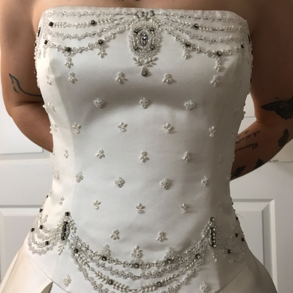 Vintage Augusta Jones Satin Beaded Wedding Gown